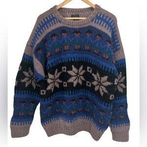 Vintage Artesania Wool Made in Bolivia Chunky Knit Handmade Sweater - Large